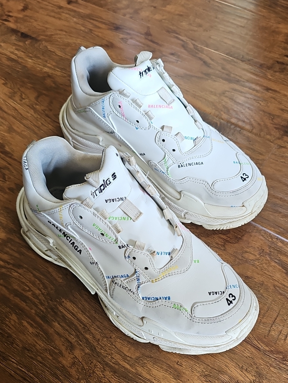 Balenciaga Triple S Sneaker 'Allover Logo - White Multi - Size 43  10US